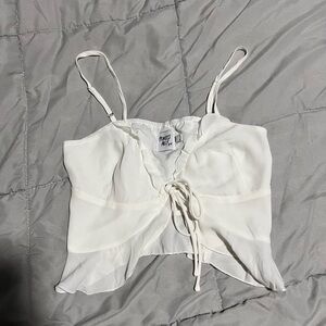 Princess Polly White Ruffle Tie-Front Camisole